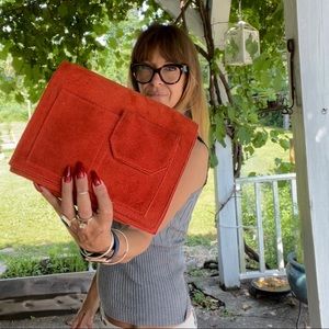 Orange Suede Clutch